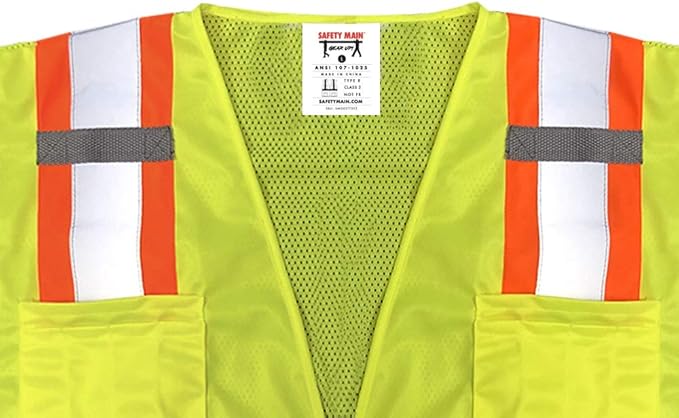 Premium High Visibility Surveyor Vest Solid Front Mesh Back, 5 Pack, Large