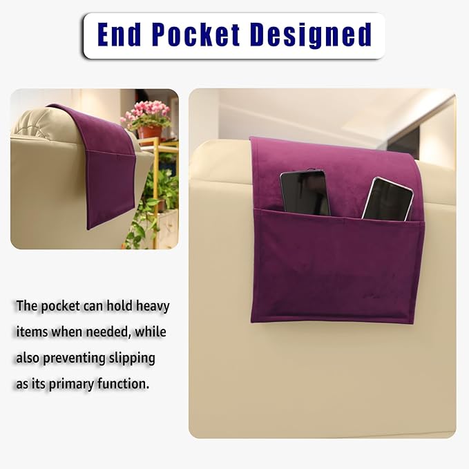 Non-Slip Head Pillow for Recliners - Neck Support Cushion with Velvet Cover for Pain Relief at Home, Office and Travel (Plum)