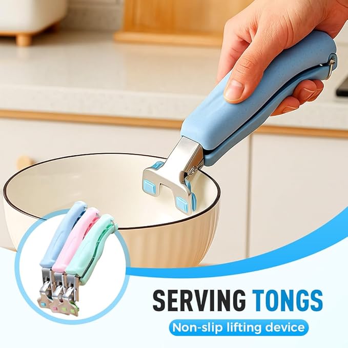 3 Pcs Hot Plate Grippers, 2026 Upgraded Multi Purpose Hot Plate Gripper, Anti-Scald Bowl Dish Grippers for Kitchen (Blue)