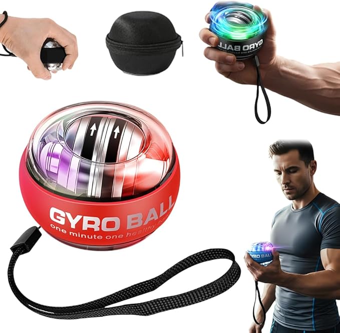 Wrist Ball Hand Exerciser, Auto-Start Torque Ball with LCD Counter, Ball Wrist & Forearm Strengthener, Adjustable Resistance Grip Trainer with LED Lights