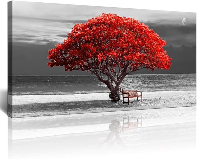 Lapremoly Canvas Wall Art For Living Room farmhouse Wall Decor For Bedroom Office Decor Black And White Wall Paintings Red Trees Pictures Framed Mural Home Decor Prints Posters Artwork 20X40 inch