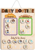 Wooden Chore Chart for Kids Multiple Kids 13.5"x16.5", Behavior Chore Chart for Kids at Home, Daily Routine for Kids, Daily Responsibilities for Toddlers
