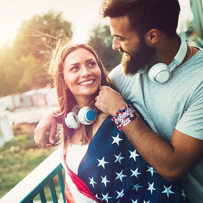 Independence Day Gifts for Women Men Teens Red White Blue Clay Beaded Stackable Stretch Bracelets USA Patriotic Jewelry 4th of July Accessories