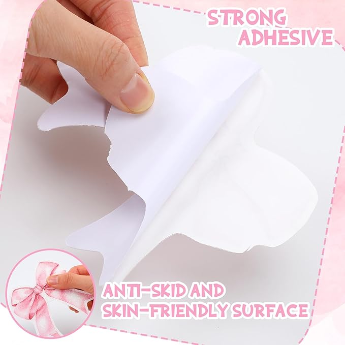 Marspark 30 Pcs Pink Bow Non Slip Bathtub Stickers Cute Bow Anti Slip Shower Stickers with Scraper Pink Bathroom Accessories Coquettish Preppy Girly Women Decor for Bathroom Bathtub