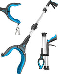 Kekoy 44 Inch Grabber Reacher Tool for Seniors, Foldable Reacher Grabbers Pickup Stick with Anti-Slip 360° Rotating Jaw, 4" Wide Extended Claw with Magnet for Disabled, After Surgery Recovery