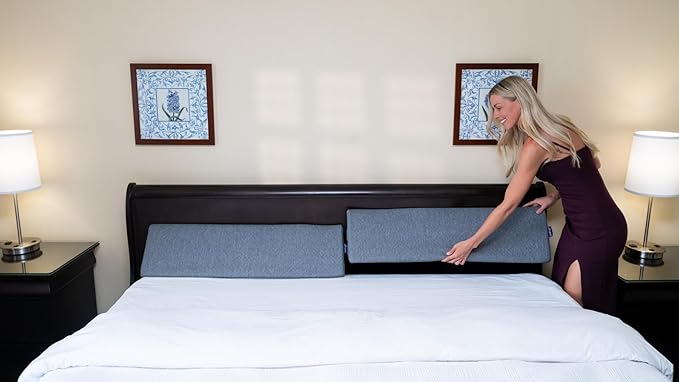 Bed Wedge Pillow Set for Headboard Gap Up to 7", Triangle Gap Filler for Bed, Mattress Wedge Gap Filler, Headboard Space Filler, Corner Pillow, Grey Half Queen 30" (2-pk)
