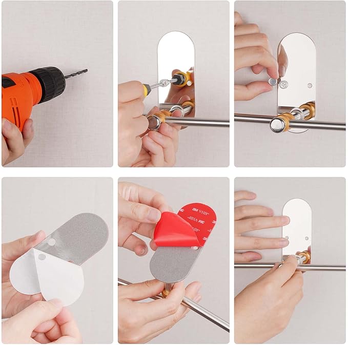 Stainless Steel Clothes Hanger Storage, Space Saving Clothes Hanger Storage Organizer, Wall Mount Clothes Rack Organizer, Adhesive or Drilling Installation