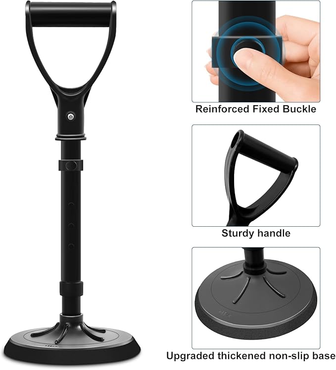 Upgraded Portable Standing Aid with Integrated Reinforced Fixation Buttons and Oversized 7" Base, an Adjustable Standing and Daily Living aid Designed for Seniors