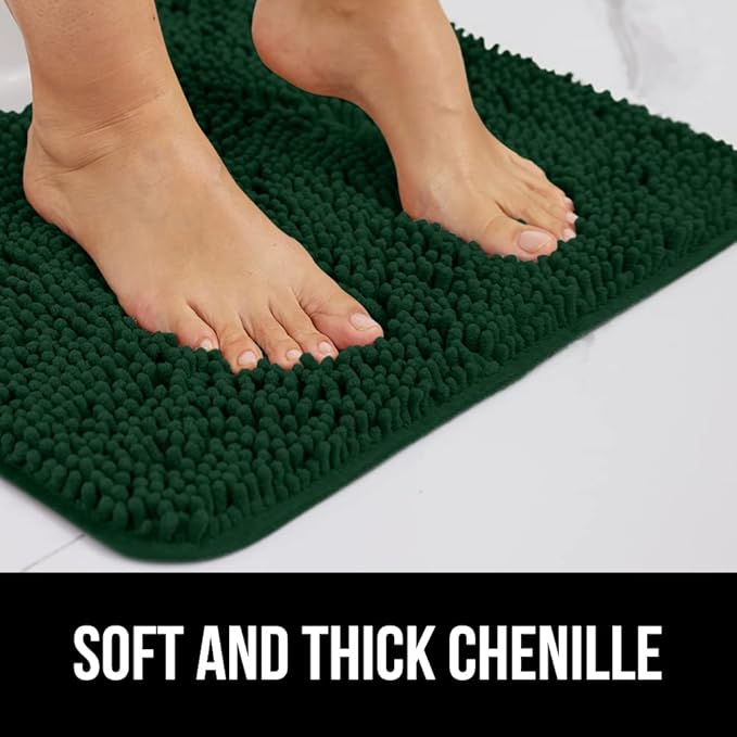 GORILLA GRIP Bathroom Rug Sets, Soft Chenille 2 Piece Area Rugs Set, Toilet Base Mat and 30x20 Carpet, Absorbent Microfiber Washable Mats Dry Quickly, Home Décor and Bath Room Accessories, Hunter