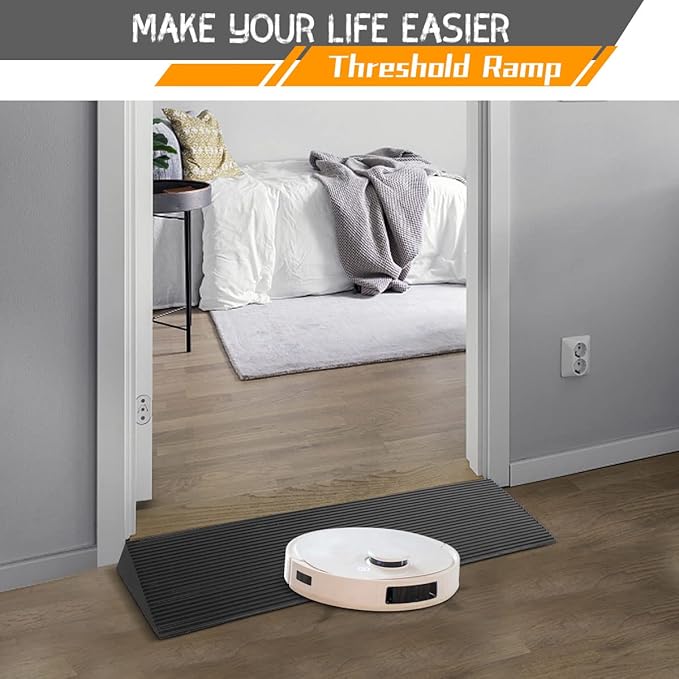 1.5'' Rise Threshold Ramp for Doorways, 2204 LBS Capacity Rubber Threshold Ramp, Non-Slip Driveway Curb Ramps Handicap Ramp for Wheelchair Scooter Stroller, Cuttable & Adjustable Size