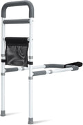 Bed Rails for Elderly Adults Safety - Adjustable Bed Assist Rail for Seniors Fall Prevention with Support Leg, Bedside Grab Bar Cane with Storage Pocket, Fits King, Queen, Full, Twin Bed