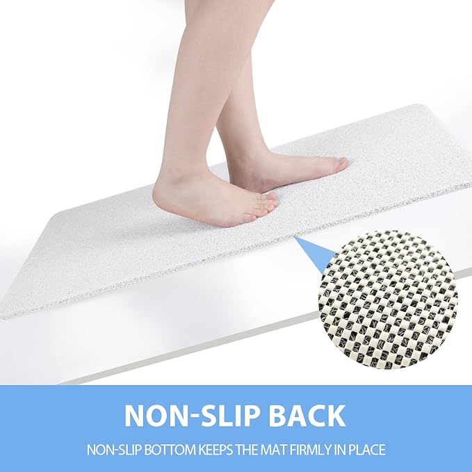 Non-Slip Bathtub Mat, Anti Slip Shower Mat, Fast Drying Bathtub Mats, Foot Scrubber Mat, Anti Slip Mat for Tub, Floor, Bathroom, Kitchen, Home, Hotel (White 36"×24")