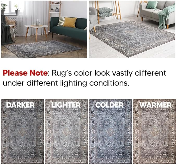 Keen Home Design 2x10 Rug - Machine Washable Runner Rug with Non-Slip Backing, Ideal for Hallway, Entryway, Kitchen, Laundry Room - Vintage, Easy Clean, Durable, Low Pile - (2'6" x 10')