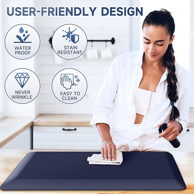 4/5 Inch Thick Kitchen Mats for Floor, StepRite Kitchen Rug for Standing Desk, Non-Slip, Thicker, Stain & Water Resistant, Comfort Anti Fatigue Floor Mat for Home, Kitchen, Office - Blue,108 * 30''