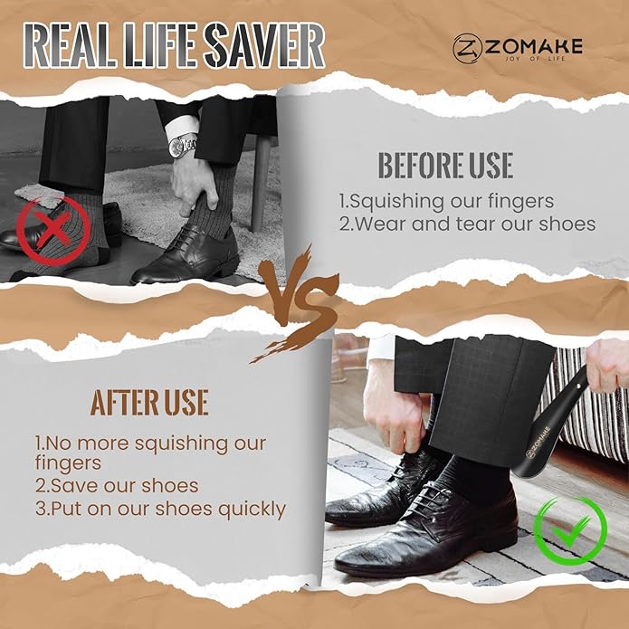 ZOMAKE Metal Shoe Horn,Small Travel Shoehorn for Men Women Kids,5.9'' Portable Shoe Spoon Helper