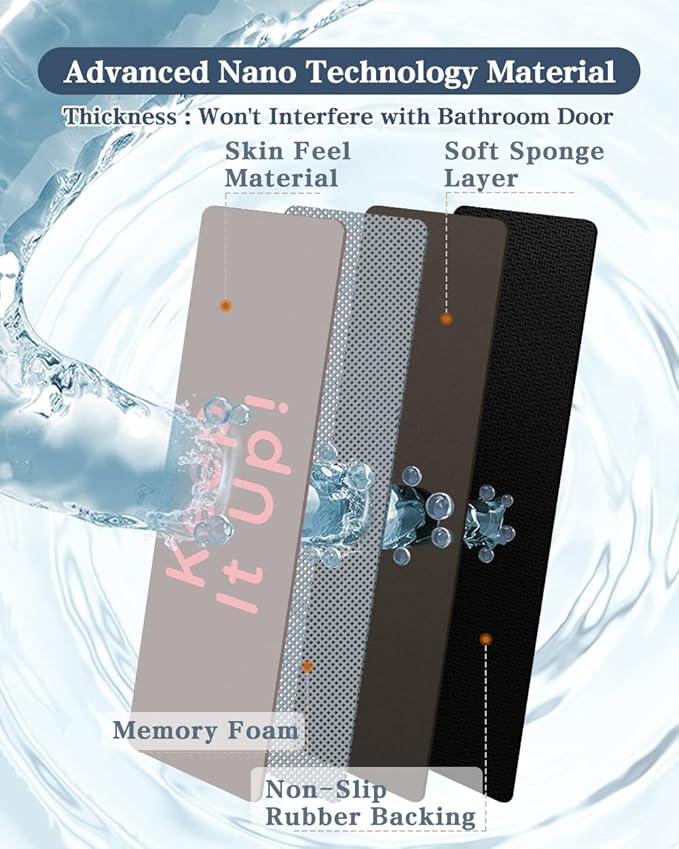 Bath Mat, Bathroom Mat Rugs Super Absorbent Shower Mats Non Slip Quick Dry Thin Rubber Mats for Bathroom Floor Fit Under Door, Shower Rug for Bathtub, Shower, Beige