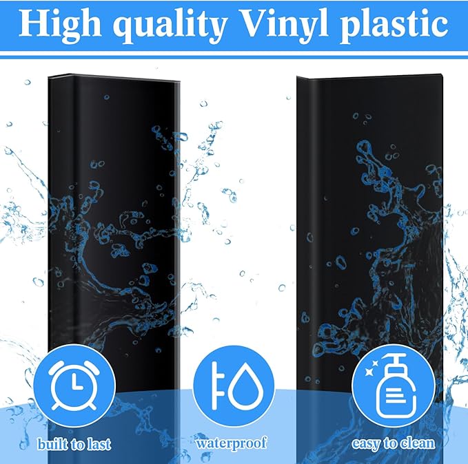 Sasylvia 10 Pcs 3 x 1 x 36 Inches Wall Corner Protector Guards, Avoid Scratching Scuffs, Black Vinyl Corner Trim Molding, Ease Install & Cleaning for Door Countertop Furniture Cabinet Protection