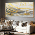 Artexist Abstract Wall Decor White and Gold Line Canvas Art Pictures Vintage Wall Art 32"x70" Large Artwork for Living Room Office Art