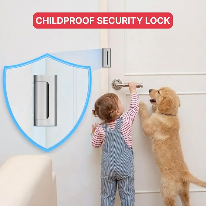 Door Reinforcement Lock - Home Security Child Proof Door Lock withstands 800 lbs, for Inward Swinging Doors, Door Locks for Kids Safety, Prevents Unauthorized Entry, Home Defense, 1-Pack