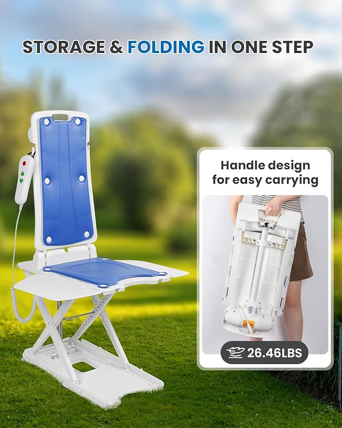 Electric Lift Chair, IP68 Waterproof Bath Lift Chair for Tub, Floor Chair Lift Assist Devices for Seniors & Disabled, FLYCITY Elderly Assistance Products, Raises Up to 20" | Support Up to 300 LBS