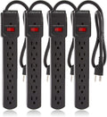 Maxxima 4-Pack 6 Outlet Power Strip Surge Protector - 300 Joules, Features Red On/Off Switch, Powers Multiple Electronics and Devices Simultaneously, Perfect for Home Appliances - Black