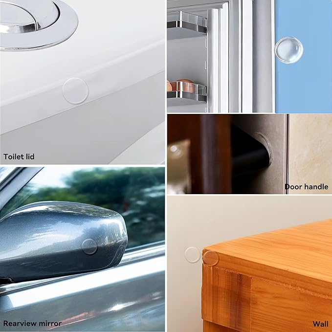 6pcs Wall Bumpers, Clear Wall Protectors, Door Bumpers for Doorknob, Furniture Bumpers,Reducing Noise,Protecting Walls,Using for Entrance Door,Cabinet Door,Fridge Door, Wall Bumper (35*35mm)