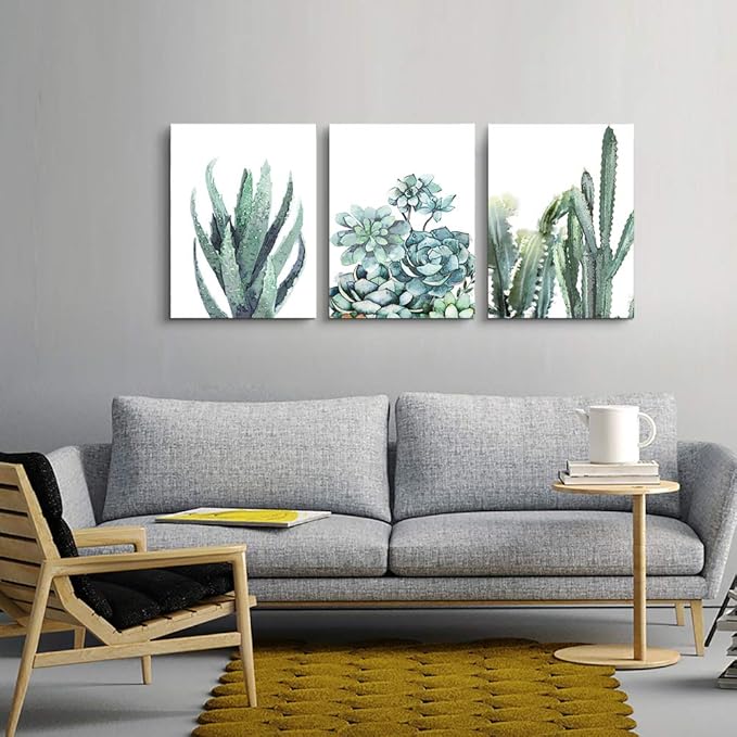 Canvas Wall Art for living room bathroom Wall Decor for bedroom kitchen artwork Canvas Prints green plant flowers painting 16" x 24" 3 Pieces Modern framed office Home decorations family picture