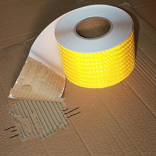 Yellow Reflective Tape 4 inch Wide, Outdoor Waterproof Hazard Conspicuity Safety Industrial Marking Tape (166 feet)