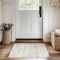 jinchan Boho 2x3 Rugs for Entryway - Machine Washable Doormat Moroccan Soft Throw Rug Bohemian Diamond Non-Slip Carpet for Entrance Kitchen Laundry Room Bedroom (2‘x3', Tan/Grey)