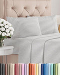 Twin XL 4 Piece Sheet Set - Cooling and Breathable Bed Sheets - Hotel Luxury Bed Sheets for Women, Men, Kids and Teens - Deep Pockets - Easy Fit - Soft and Wrinkle Free - Twin XL Grey Stripes Sheets