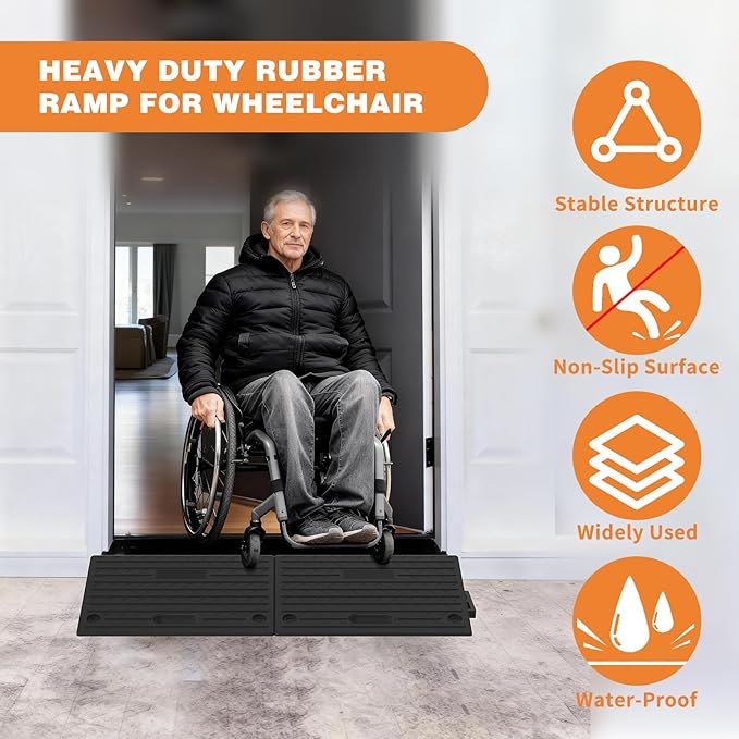 3.9" Rise Rubber Threshold ramp for Doorway/Cars, Step/Stair Rubber ramp with with Non-Slip Surface for wheelchairs/Curb/shed, 2200Pounds Load Capacity.