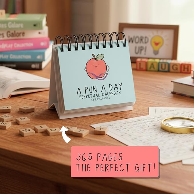 Perpetual Daily Pun Calendar | 365 Hilarious Puns for Home or Office, Wordplay to Brighten, Amuse, and Entertain Every Day of the Year | Great Gift for Pun Lovers, Coworkers, Friends & Family