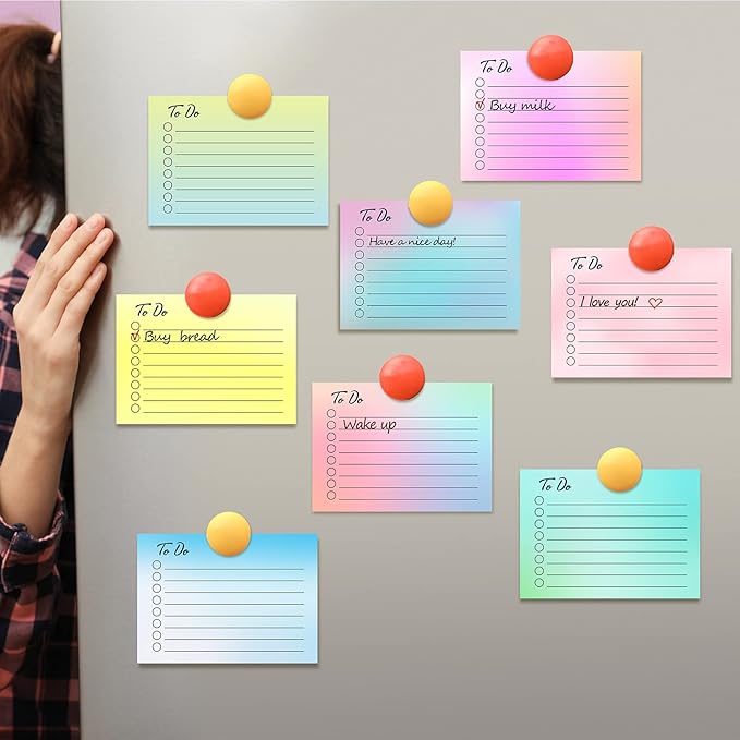 Pajean 9 Pcs/450 Sheet to Do List Sticky Note 3x4 Inch Self Stick Pads with Line Colored Planner Sticky Note Adhesive Memo for Office, Meeting, School, Study, Home Reminder (Gradient Color)