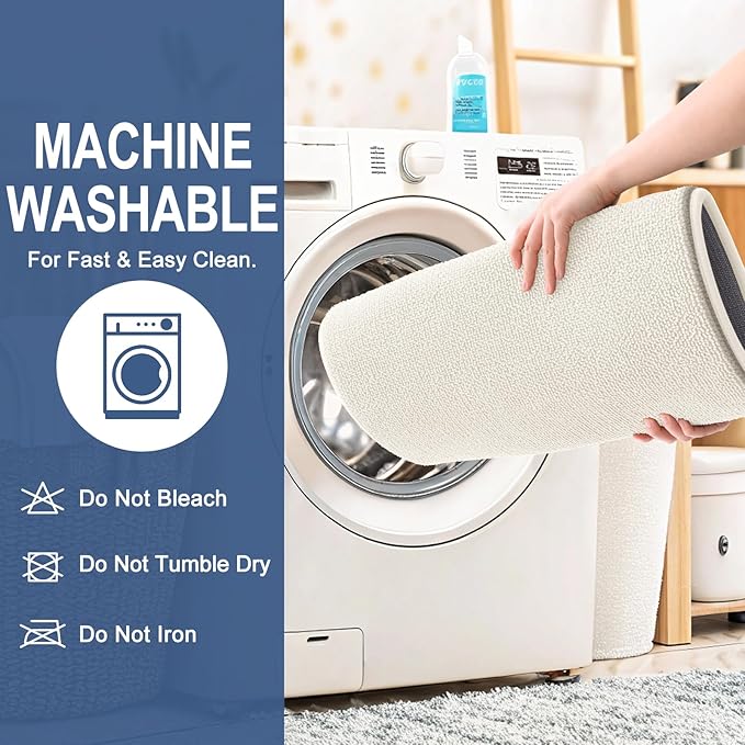 OLANLY Thick Memory Foam Bath Mat Rug 70x24, Extra Soft Absorbent Bathroom Rug, Quick Dry Bath Mats, Non-Slip, Machine Washable Carpet for Bathroom, Tub and Shower, Home Decor Accessories, Ivory