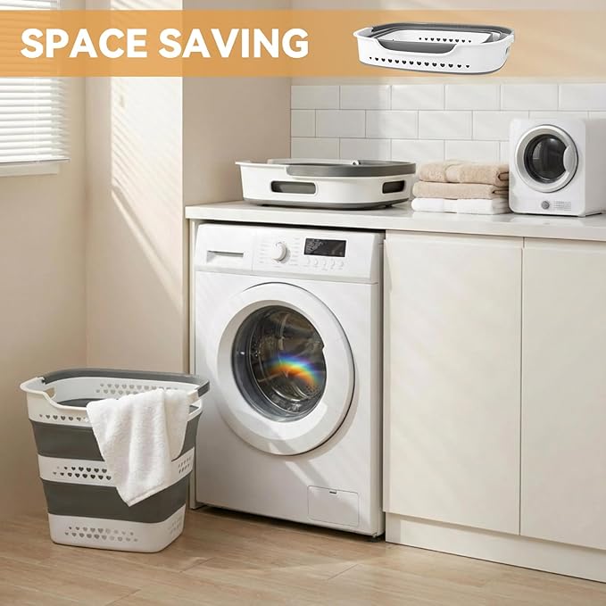4 Pcs 43L Collapsible Laundry Basket with Handles Foldable Plastic Laundry Basket Pop-up Clothes Storage Organizer Folding Plastic Bin for Household Family Room Organization