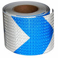 Reflective Tape Blue and White 4 inch X 66 feet, Outdoor Waterproof Hazard Conspicuity Warning Industrial Marking Tape