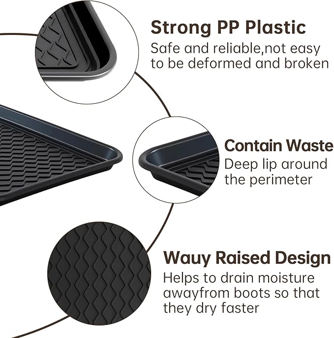 Boot Tray for Entryway, 9 Pack Waterproof Shoe Trays for Indoor Outdoor Use 30"x15" Durable Shoe Mat with Raised Edge, Non-Slip Tray for Boots, Pets, Garden & Muddy Shoes