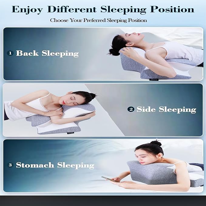 Bed Rest Reading Pillow，Chin and Back Support Pillow，Headboard Wedge Pillow，Ergonomic Memory FoamLying, Reclining, and Prone Sleepers，Sitting up Pillow，Relieve Neck/arm Pain- Grey