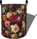 Lush Roses in Red and Yellow Shades Laundry Basket, Dorm Nursery Foldable Laundry Hamper Organizer for Bathroom Decor, Toy Clothes Storage Box for Bedroom 19.7x15.7 Inch