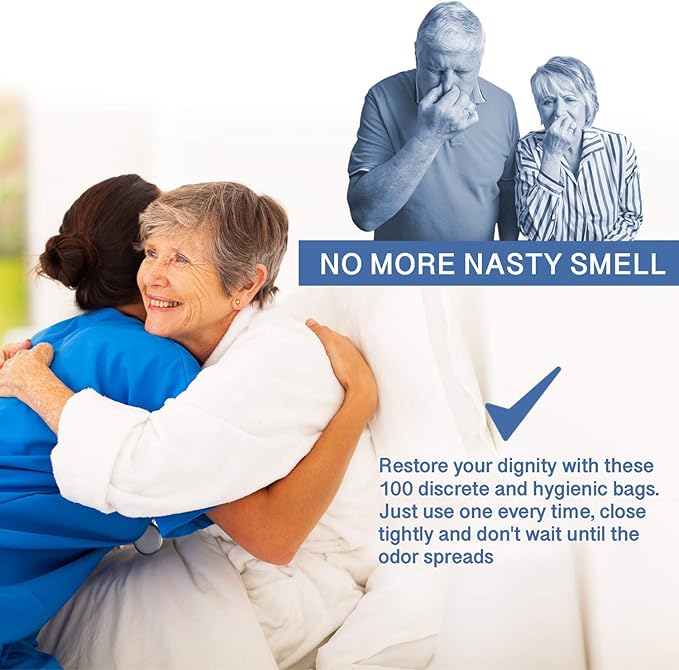 Commode Liners - 100 Strong Portable Commode Toilet Bags - Easy to Use Bedside Commode Liners - Bedside Toilet Potty Liners That Support Dignity of Seniors - No Buckets to Wash - NO Absorbent Pad