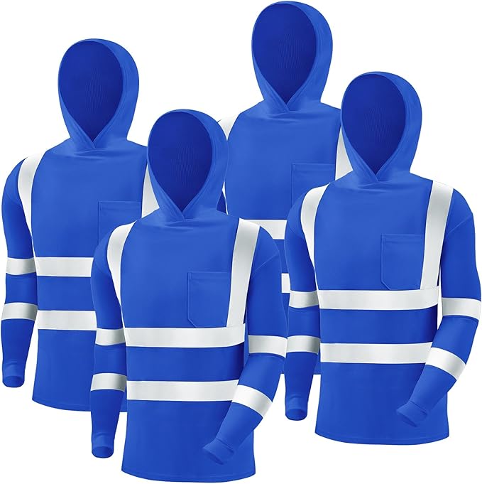 Amylove 4 Pcs Reflective Safety T Shirt High Visibility Work Shirts Sun Protection Construction