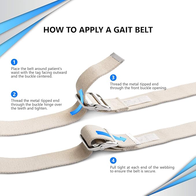 NYOrtho Metal Buckle Gait Belt - Adjustable Machine Washable Strong and Durable Material Latex Free, Pastel, 72"