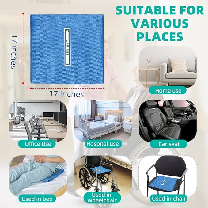 One Way Transfer Support Tubular Seat Cushion, Fall Prevention for Eldery in Chair or Wheelchair, Excellent Non-Slip Seat Cushion in Car Seat and Office Chair 17"x17"