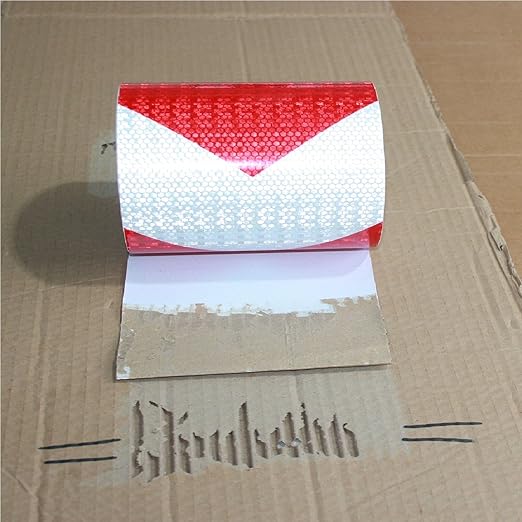 Red and White Reflective Tape Outdoor Waterproof 12 inch, High Visibility Hazard Conspicuity Safety Marking Tape (66 feet)
