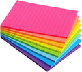 Eastern Wolf 8 Pads Lined Sticky Notes 4x6 in, Sticky Notes with Lines, Self-Stick Note Pads 8 Bright Multi Colors, 35 Sheet/Pad