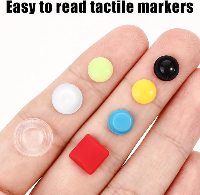 245PCS Bump Dots for Visually Impaired, Assorted Styles Braille Stickers, Low Vision Aids Adhesive Bump Dots Tactile Stickers for Blind, Elderly, Braille Bump Stickers