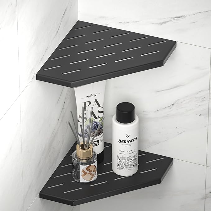10'' Corner Bathroom Shelf, 304 Stainless Steel Pentagonal Recessed Shelf, Grout in Shower Shelf for Tiled Wall