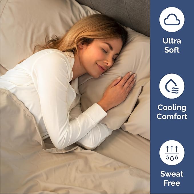 Cal King 6 Piece Sheet Set - Cooling & Breathable Bed Sheets - Hotel Luxury Bed Sheets for Women, Men, Kids & Teens - Bedding w/Deep Pockets & Easy Fit - Soft & Wrinkle Free - Cal King Cream Sheets