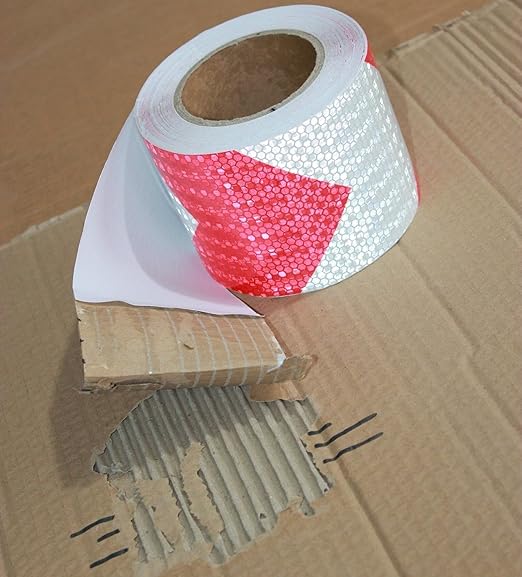 Red and White Reflective Tape Outdoor Waterproof 3 inch X 166 feet, High Visibility Hazard Safety Industrial Marking Tape