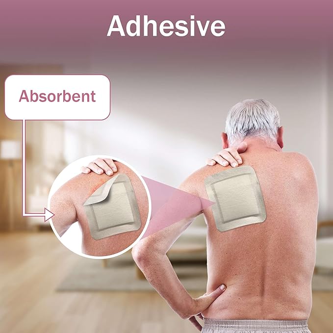 Waterproof Bordered Foam Dressing 6x6-10 Waterproof Bandages for Wound Care - Good for Pressure Sores, Lacerations, Burns, and More